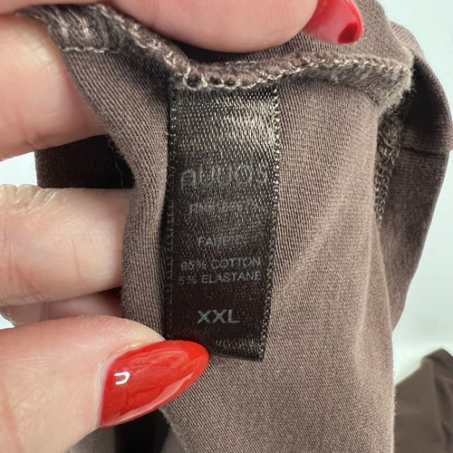 Nuuds Sz XXL Tee T-Shirt Crewneck Long Sleeve Loose Fit Curved Hem Stretch Brown - Afbeelding 3 van 13