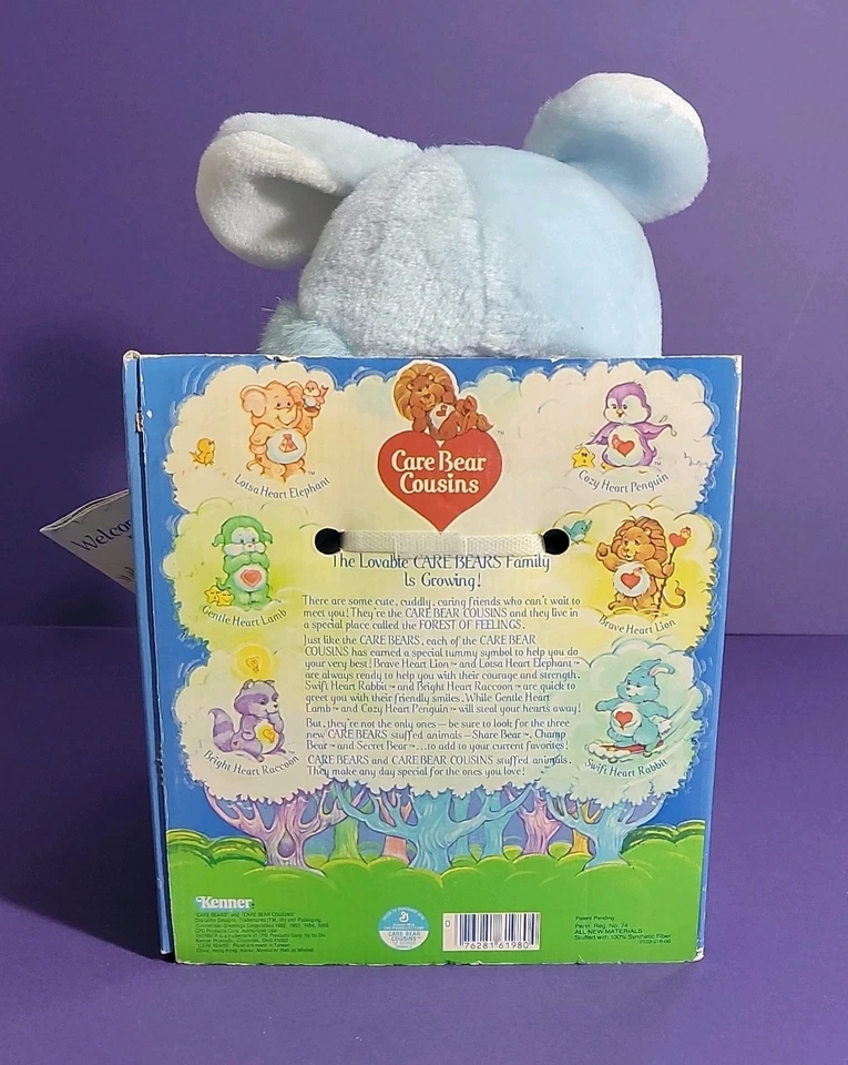 Vintage Kenner Care Bear Cousins Swift Heart Rabbit Plush 13in In Box Tag 61980 - Image 4 of 4