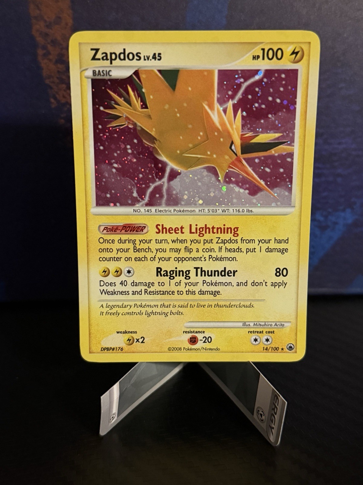 Zapdos 14/100 Rare Holo Diamond Pearl Majestic Dawn 2008 Pokemon TCG Card