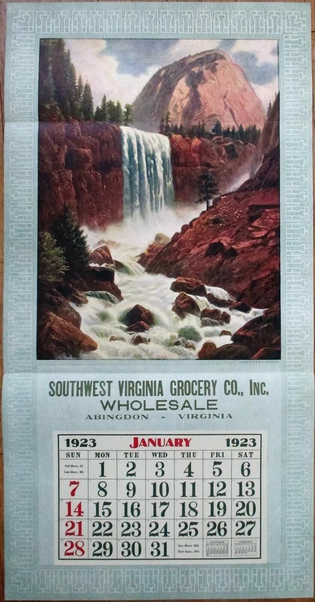 Abingdon, VA 1923 Advertising Calendar/20x39 Poster: 'SW Virginia Grocery  Co.' | eBay
