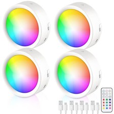 Rechargeable Puck Light Dimmable LED Puck Lighting with Wireless Remote Contr...