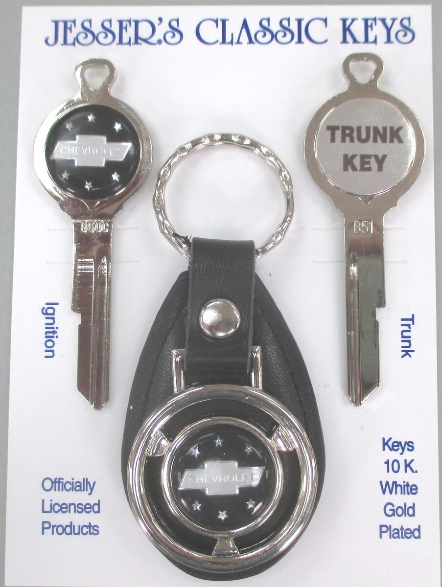 Black B50C Chevrolet Bow Tie Deluxe Classic Key Set NOS keys 1968