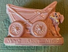 McCoy Dog w/ Baby Carriage Planter, "What About Me?", Pink, 1950s, Mint!