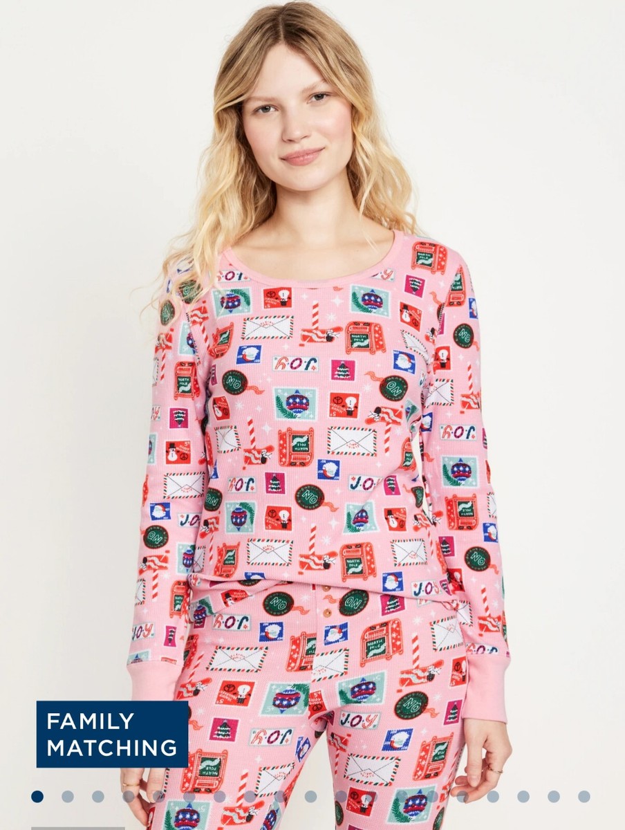 Print Waffle Weave Pajamas La Vie En Rose Winter Print Waffle Knit