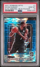 2021 Donruss Optic KEVIN DURANT #7 BLUE PULSAR ELITE DOMINATORS PSA 10 GEM MT