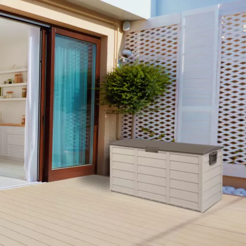 75gal 260L Outdoor Garden Plastic Storage Deck Box Chest Tools Lockable Seat New - Picture 7 of 12