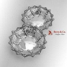 English Rose Aesthetic Cutwork Bowls Sterling Silver 2 Pieces William Neale 1895