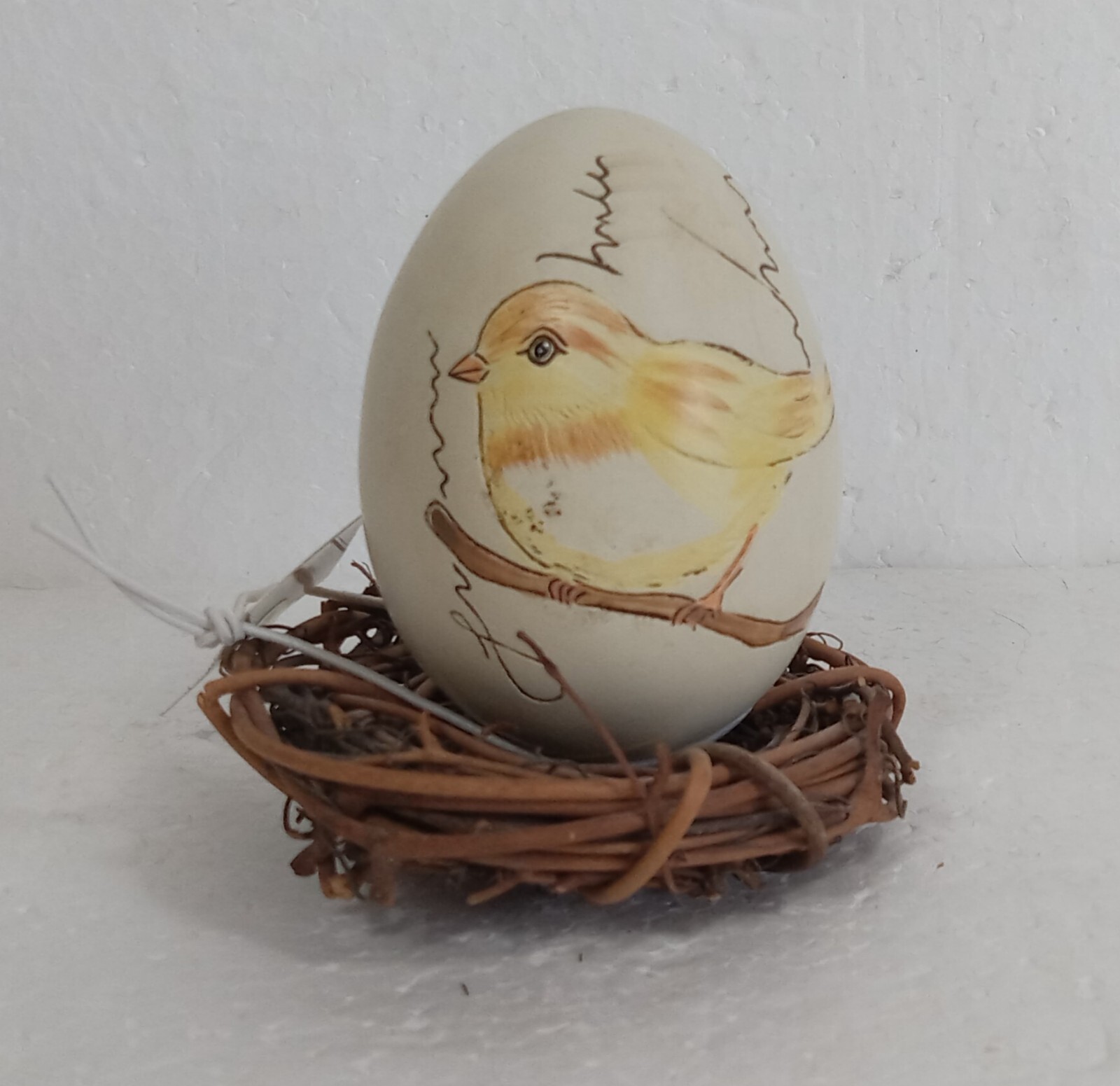 Ceramic Painted Yellow Bird in Nest Easter Farmhouse Artisan Decor No Box