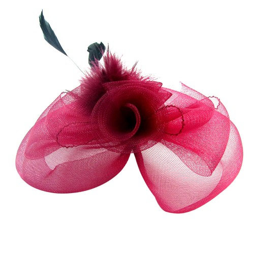 Big Claret Net Veil Flower Fascinator 