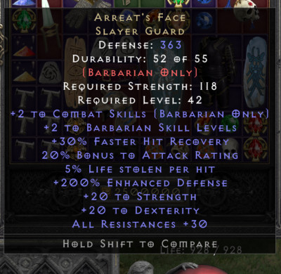 Diablo 2 Resurrected D2R - 200/5 Near Perfect Arreat's Face -SC- PC - NL