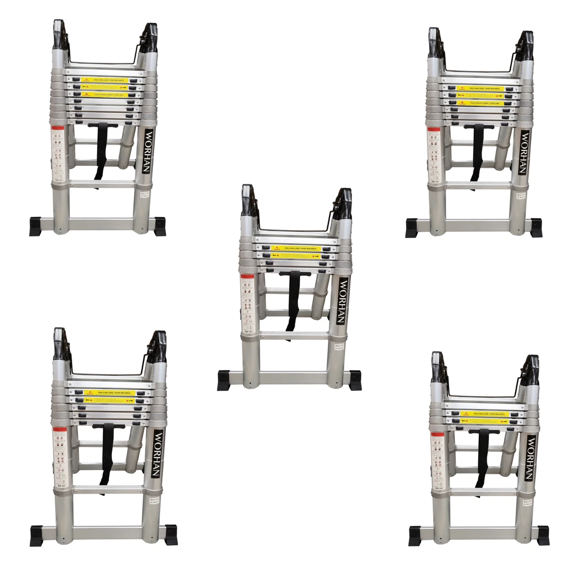 WORHAN Double Telescopic Ladder Foldable Extendable Multipurpose ALUMINUM RINGS