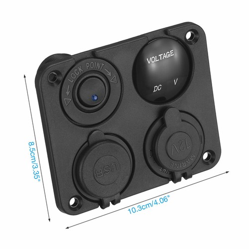 4 gang 1 Panel Dual USB Socket Charger LED Voltmeter+12V Power Outlet Car Boat - Picture 12 of 12