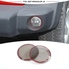 Smoked Black Front Bumper Fog Light Lamp Trim Cover For Jeep Wrangler JK 2007-17