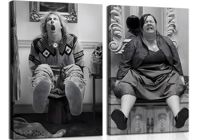 Funny Bathroom Wall Art Set of 2 - Black and White Vintage Humor Bathroom Wal...