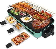 2-in-1 Smokeless Table Grill with Removable Plate & 5 Heat Settings