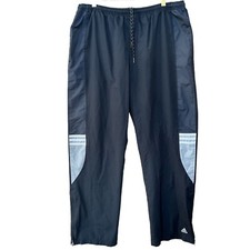 Vintage Adidas Sweatpants Mens Large Black Gray Lined Pockets Zipped Ankles Gym