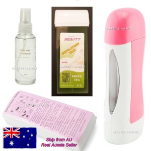 DEPILATORY WAX HEATER & ROLL ON WAX CARTRIDGE Kit Hair Removal Strip Body Waxing