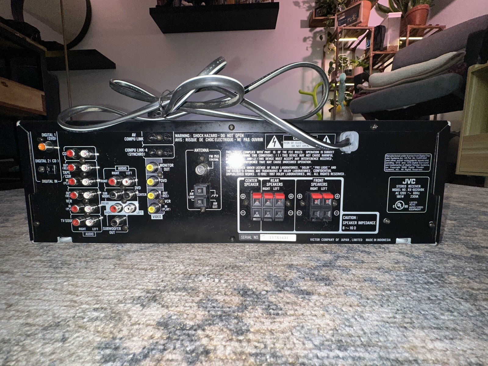 JVC RX-6020VBK Audio Video AV Control Receiver TESTED