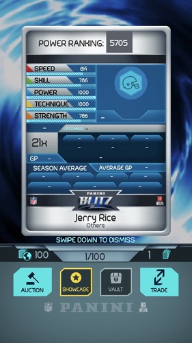 Jerry Rice Panini Blitz Digitale Karte 1 von 100 Obsidian Atomic BESCHREIBUNG LESEN - Bild 2 von 2