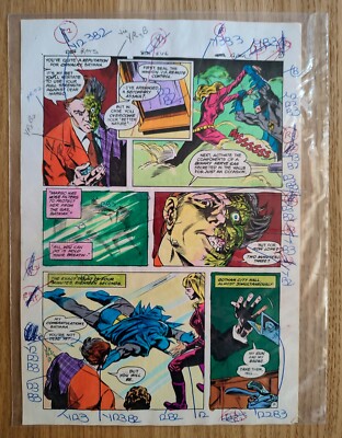 DC Comics DON NEWTON Original Comic Production Art Batman #346 PG#17 TwoFace COA