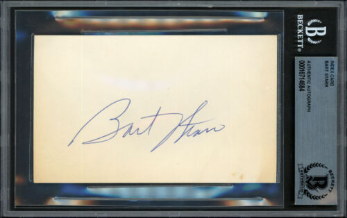 Bart Starr Autographed 3x5 Index Card Green Bay Packers Beckett BAS #16714684 - Picture 1 of 2