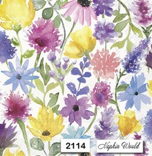  2114 TWO Paper LUNCHEON Decoupage Art Craft Napkins - MIXED SUMMER FLOWERS