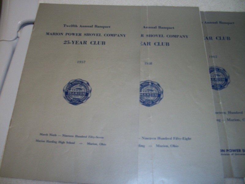  Marion Power Shovel 25 Year Club Banquet Programs  ( Lot of 5)