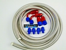Dodge 48re Automatic Transmission Cooler Line Kit -8 An S.s. Braided Redblue