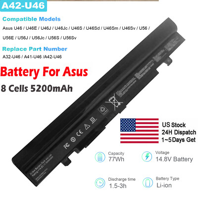  A42-U46 A32-U46 A41-U46 Battery For ASUS U46 U46E U46J U46Jc U46S U46Sd 77Wh 