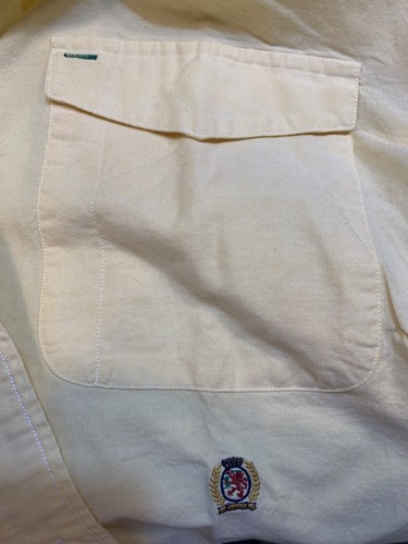Tommy Hilfiger Shirt Long Sleeve Button Down Shirt Yellow Crest Logo Mens XLT - Picture 4 of 6