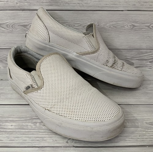 white perforated leather vans