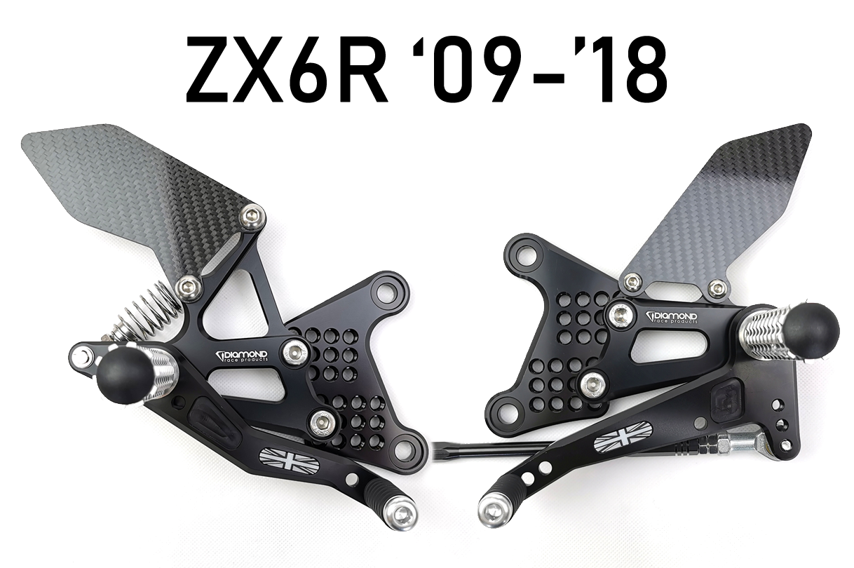 DIAMOND REARSETS KAWASAKI ZX6R ZX6 2010 '10 FOOTREST KIT 600/636 Silver pegs eBay