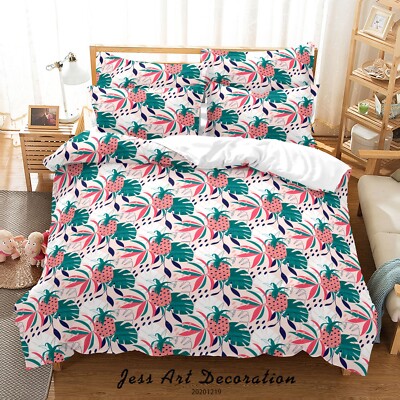 3D Pineapple Leaves Pattern Quilt Cover Set Bedding Sets Pillowcases Queen