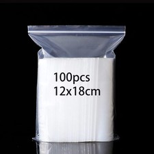 100 Sachets transparents en plastique refermables sac de serrure à fermeture ...