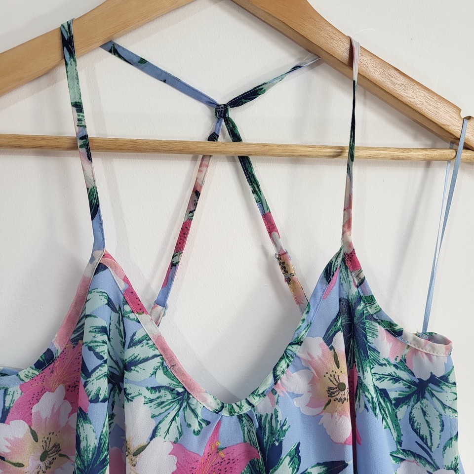 Size 10UK Chiffon Cami Vest Tank Top Tropical Floral Print eBay