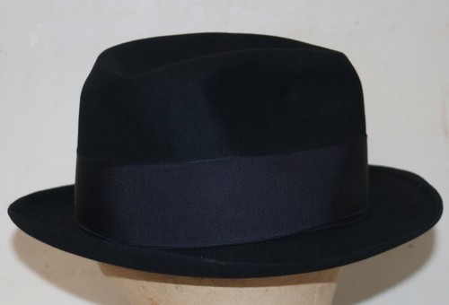 Borsalino Lazzaro San Remo vintage black fedora hat 7 1/8 - Picture 5 of 11