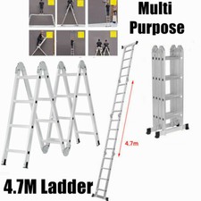 15.4FT 14in1 Foldable Ladder Multi-Purpose Aluminum Step Ladder Home Garden Loft