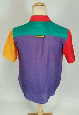 Medium Shiny 80s Shirt 80s Color Block Blouse 80s Bat Wing Sleeves Vintage Color Block Top 90s Satin Blouse