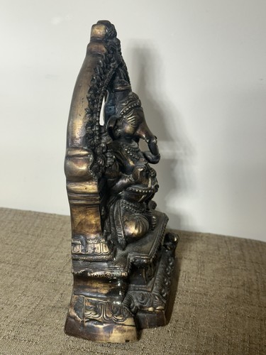 Antica scultura statua bronzo Ganapati Ganesh Lord Ganesha elefante Buddha - Foto 4 di 12
