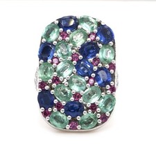 925 Kyanite/White Zircon/Rhodolite Ring