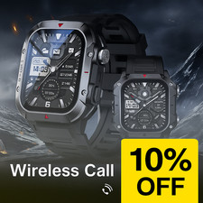 2.01'' HD Smart Watch with LED Flashlight Bluetooth Call Fitness Tracker Gift