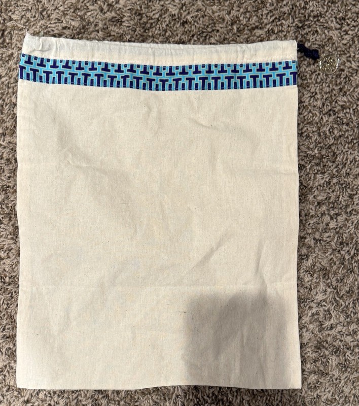 Tory Burch Dustbag Beige Blue Logo Accent Designer Women Solid