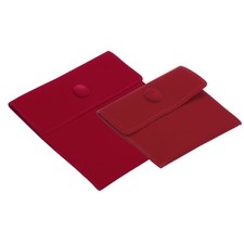 2Pack 2 Size Jewelry Pouches, Velvet with Snap Button for Rings, Red