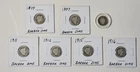 Lot of 7 Barber Dimes 90% Silver Circulated 1899, 1907/8, 1911/12, 1915/16