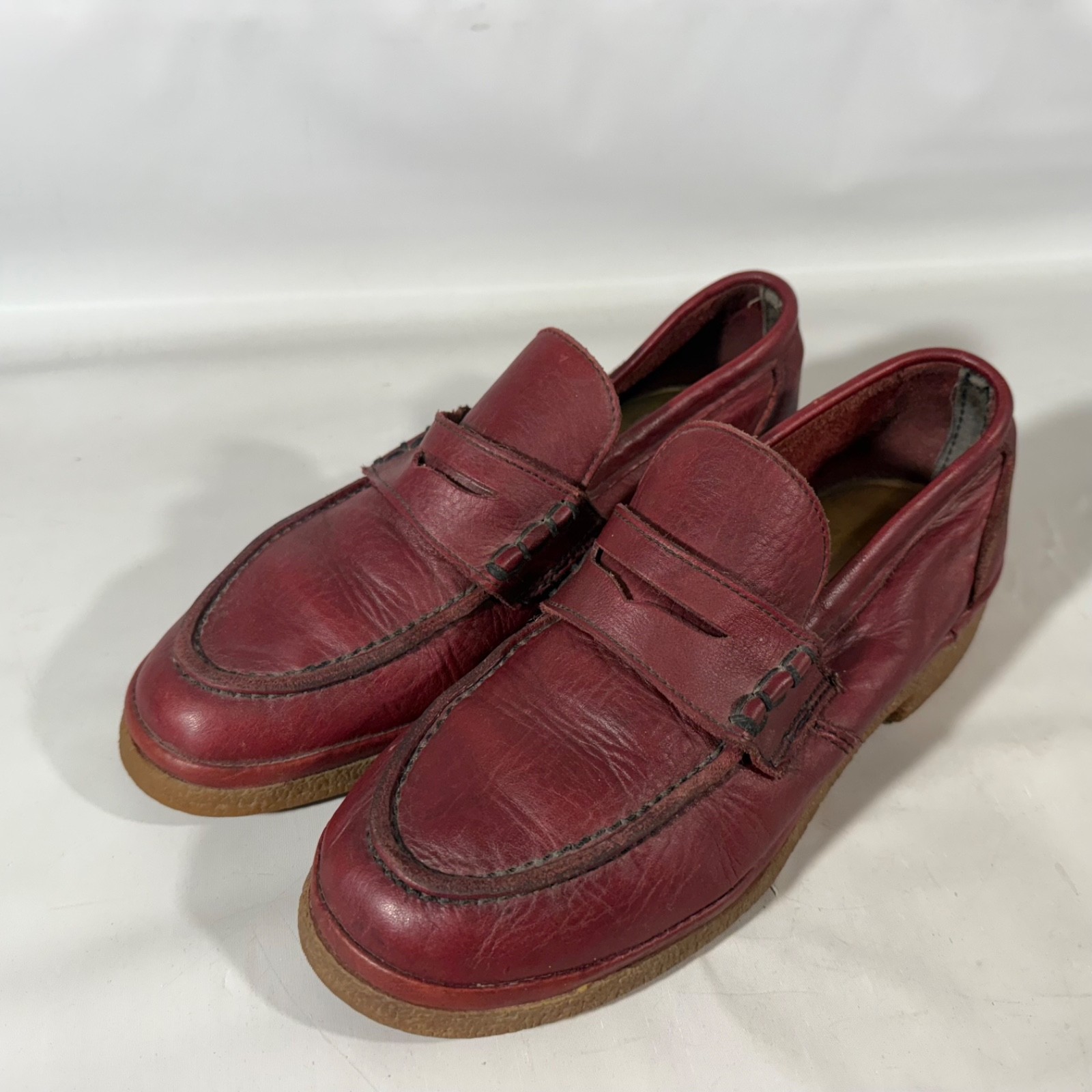 SAOLA Mocassini mocassini casual vintage tram rosso pelle sangue di bue suola gomma 8 5 N