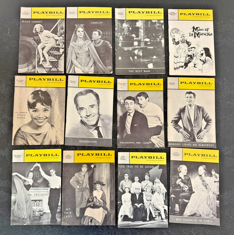 Lot of 12 Vintage Playbill Broadway Theater Programs Camelot My Fair Lady