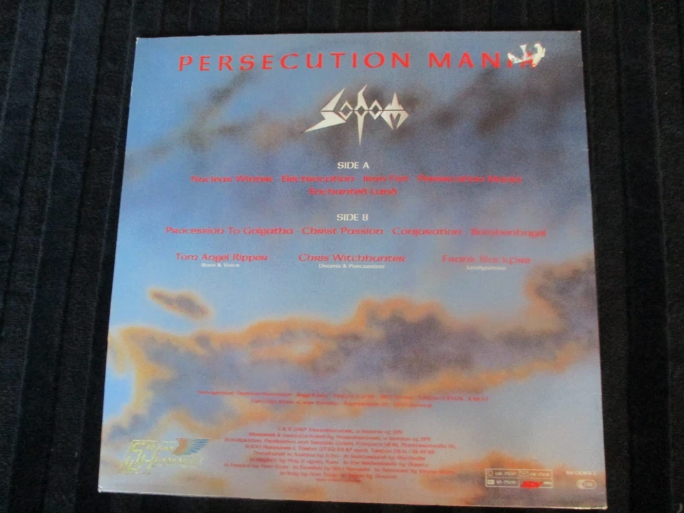 Vinyl weiße LP deutsche Thrash MB Sodom, Persecution Mania, 1987, Steamhammer - Bild 3 von 4
