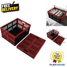 34 QT Stackable Folding Dairy Milk Crate   Versatile Utility Storage Baskets