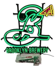 Brooklyn Brewery LED Neon Bar Light Wall Pizza Slice Sign 22" X 18" New In Box