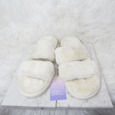 Stars Above Women s White Fuzzy Soft Two Strap Slippers Size 11 NWOT